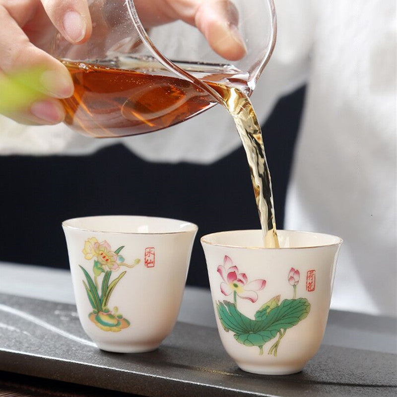 Hand-painted Lotus Leaf Tea Cup