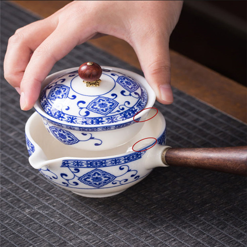 Rocking Wooden Handle Teapot Automatic Tea Set