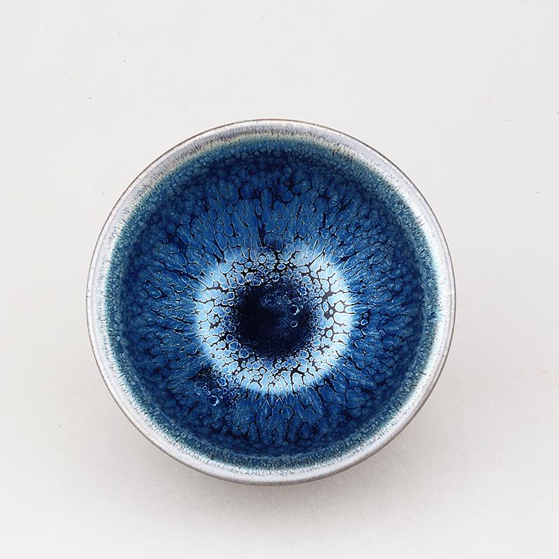 Jian zhan Ocean Tenmoku Tea Cup Natural Clay Glaze Fired in Kiln under 1300 Celcius Porcelain Tea Bowl Ceramic Kungfu Teacup