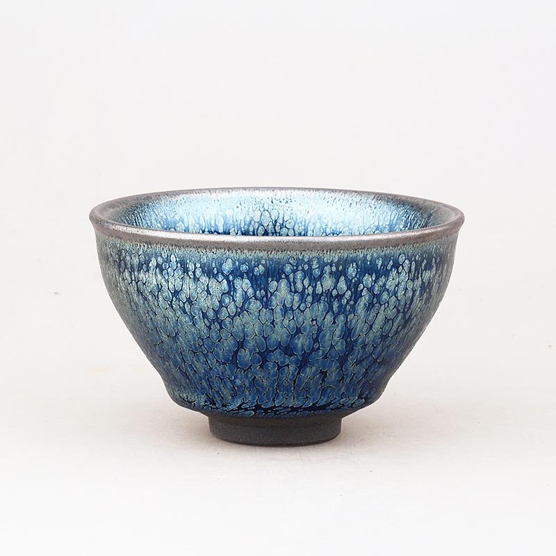 Jian zhan Ocean Tenmoku Tea Cup Natural Clay Glaze Fired in Kiln under 1300 Celcius Porcelain Tea Bowl Ceramic Kungfu Teacup