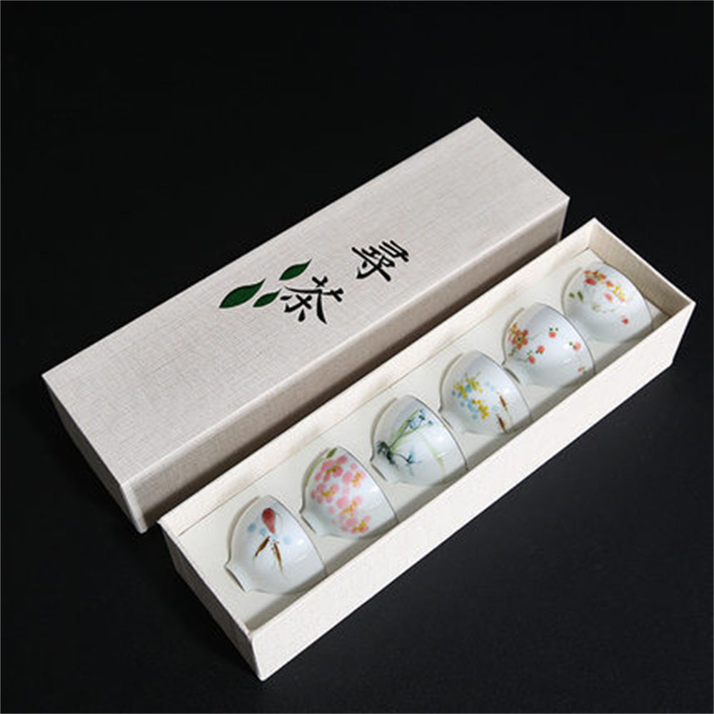 Hand Painted Lotus Rhyme Teacup Set