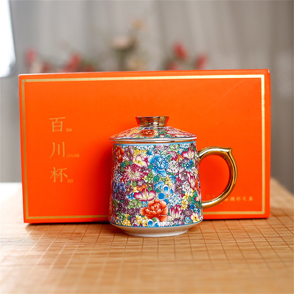 Flower Enamel Office Cup