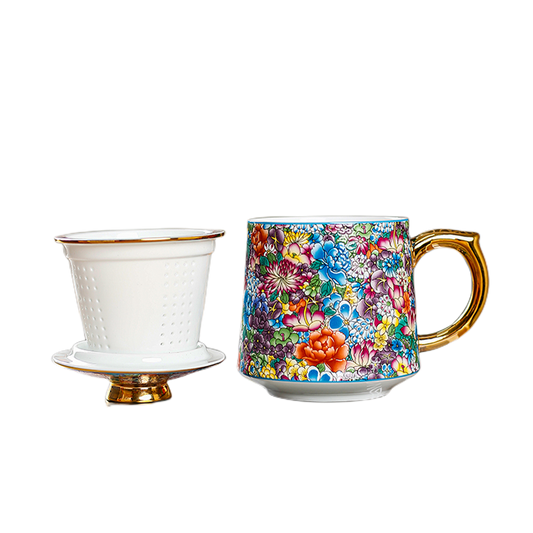Flower Enamel Office Cup