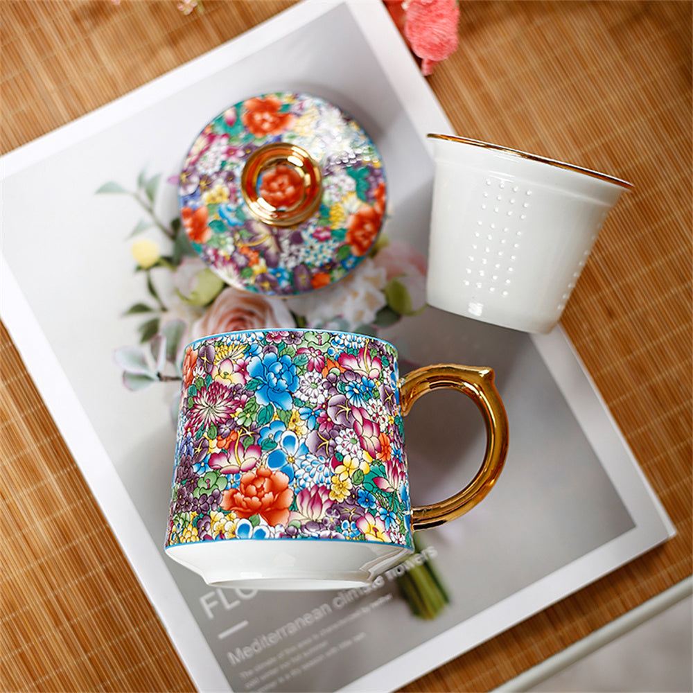 Flower Enamel Office Cup