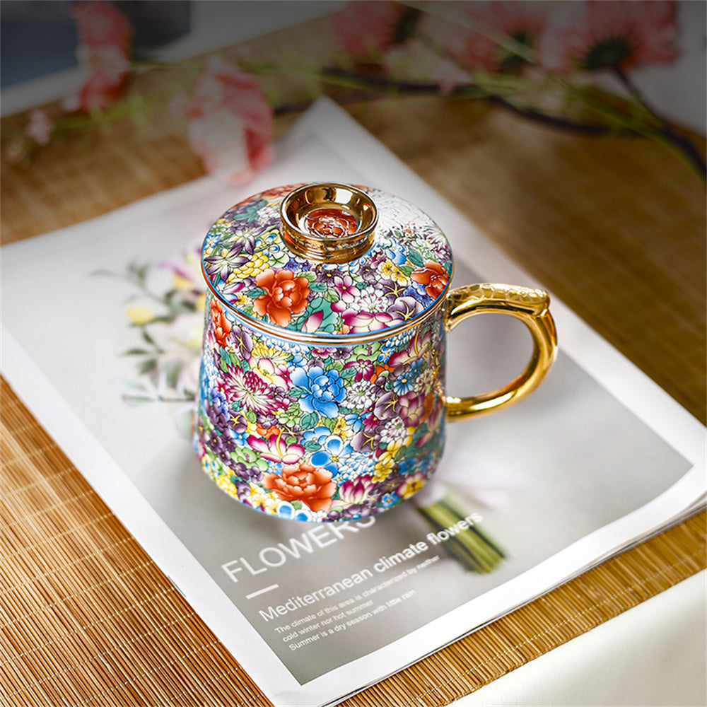 Flower Enamel Office Cup