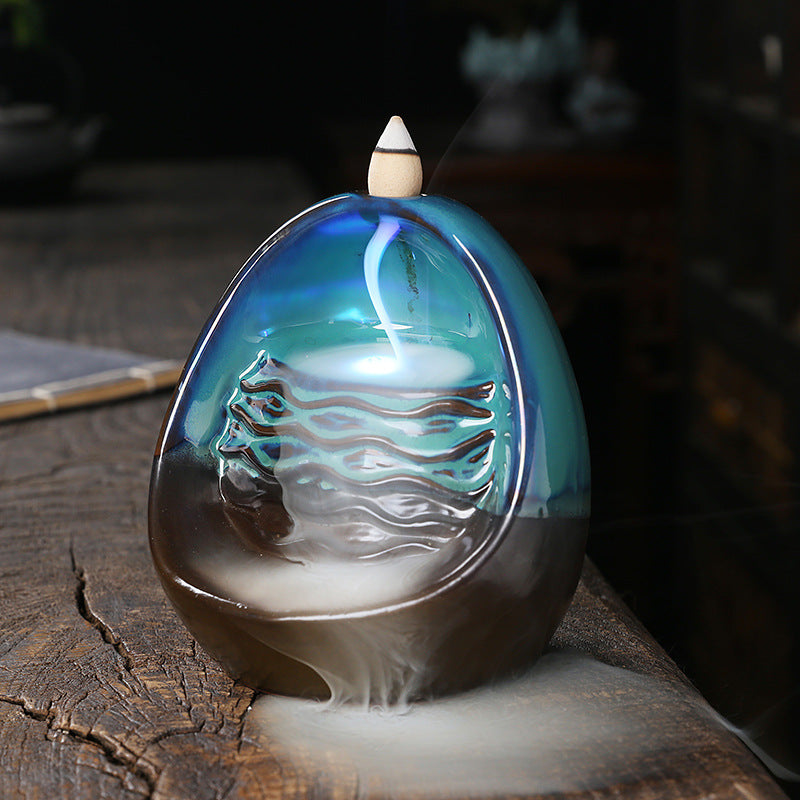 Running Water Gathers Wealth LED Lights Incense Burner