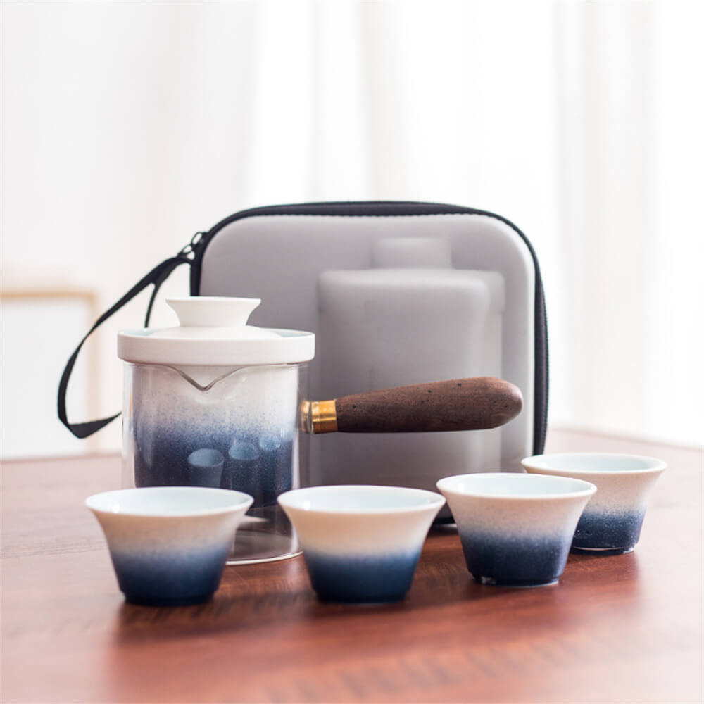 Simple Kung Fu Tea Set with Glass Side Handle