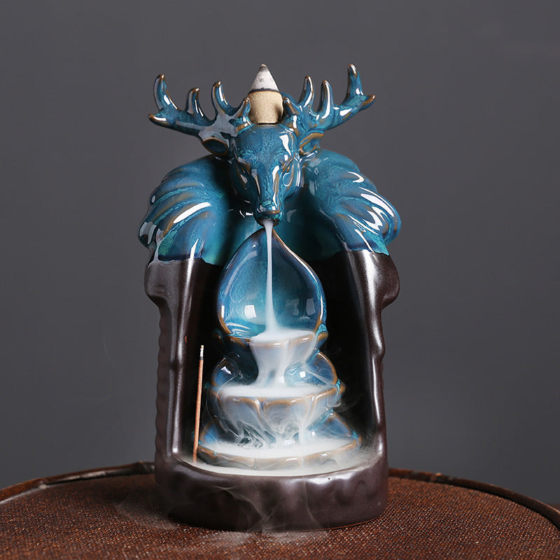Ceramic Deer Head Backflow Incense Burner