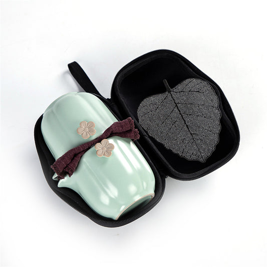 Ru Kiln Plum Blossom Travel Tea Set