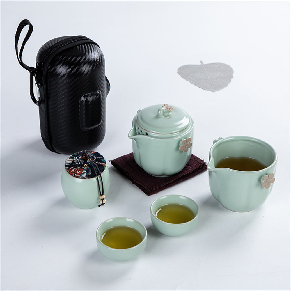 Ru Kiln Plum Blossom Travel Tea Set
