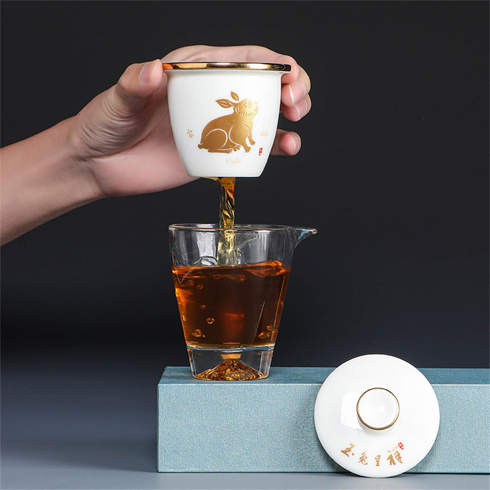 Jade Rabbit Auspicious Travel Tea Set