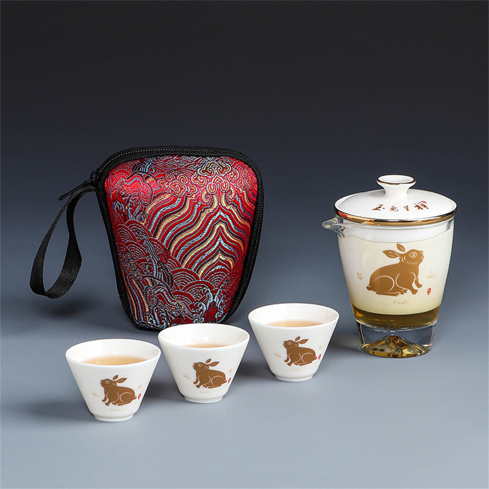 Jade Rabbit Auspicious Travel Tea Set