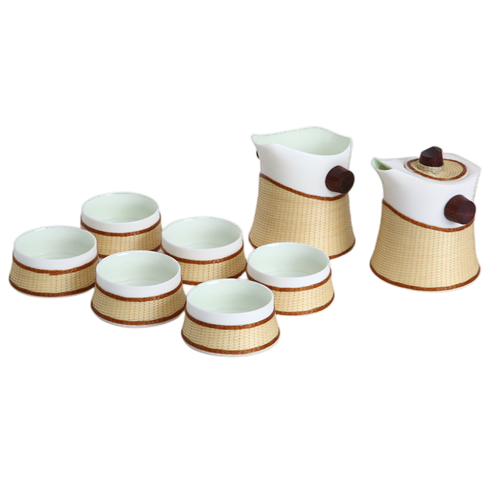 Bamboo Buckles Porcelain of White Bamboo Style Set