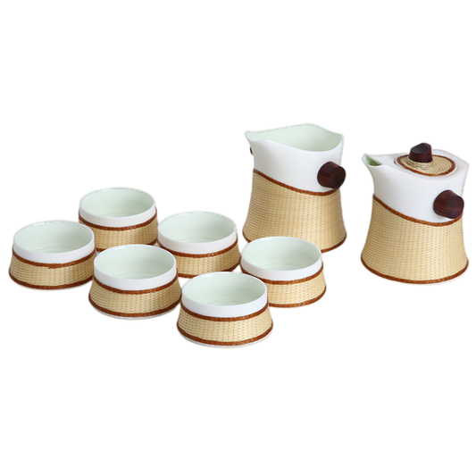 Bamboo Buckles Porcelain of White Bamboo Style Set