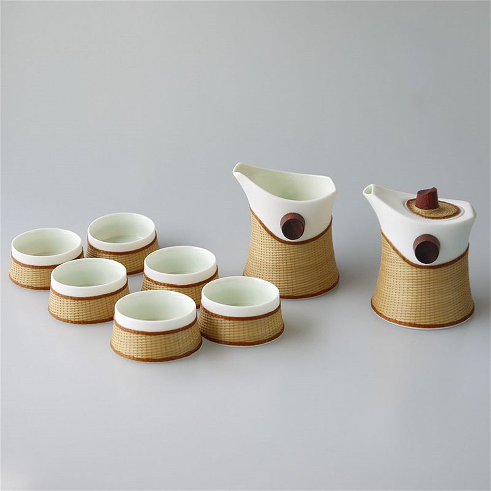 Bamboo Buckles Porcelain of White Bamboo Style Set