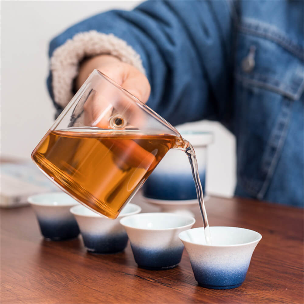Simple Kung Fu Tea Set with Glass Side Handle