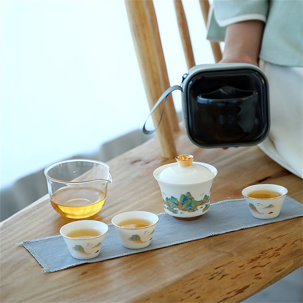 Rivers and Mountains Gaiwan Travel Tea Set