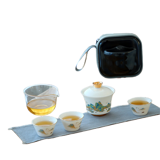 Rivers and Mountains Gaiwan Travel Tea Set