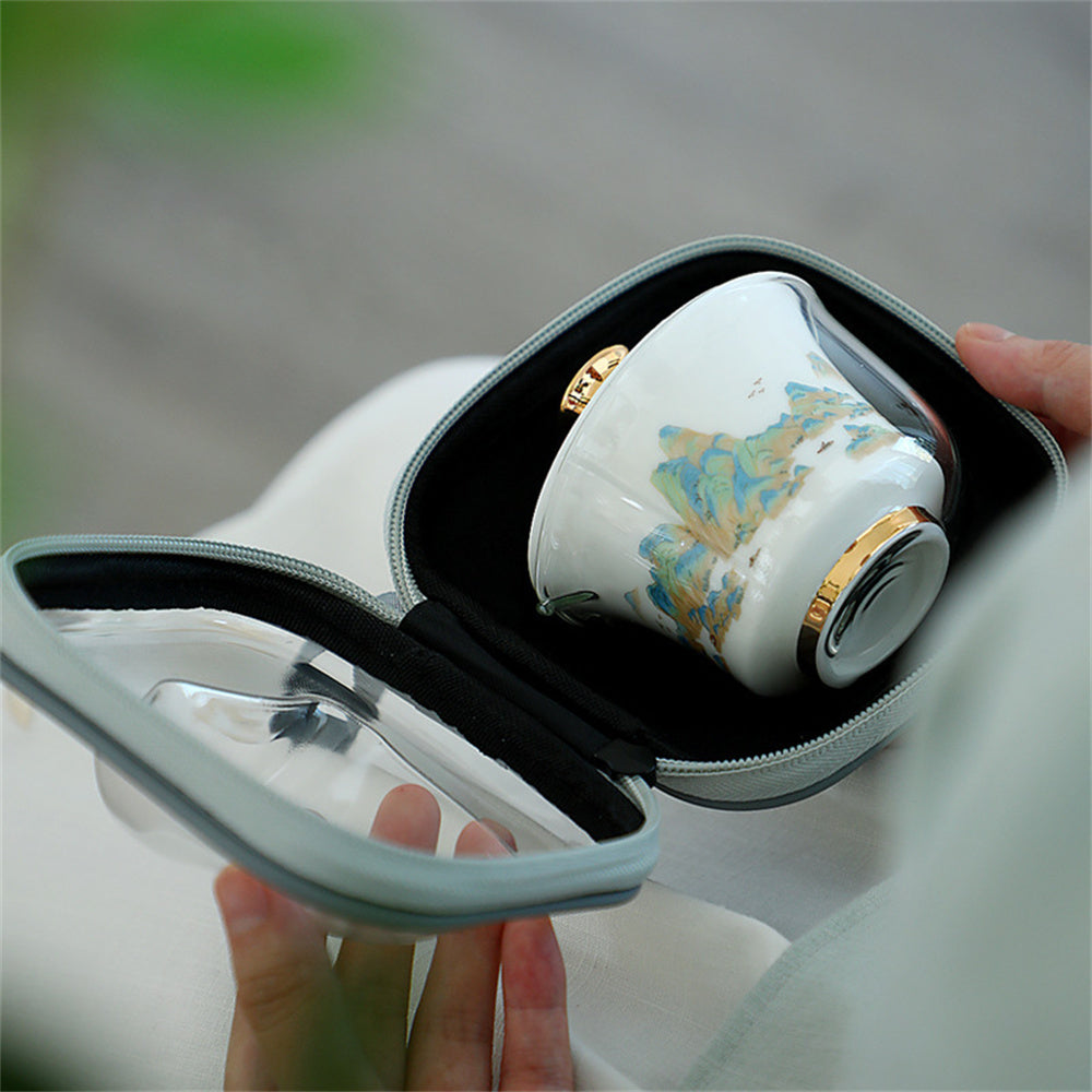 Rivers and Mountains Gaiwan Travel Tea Set