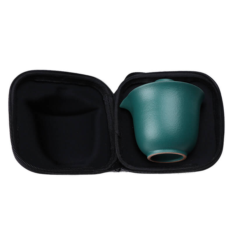 Green Simple One Pot Of Four Cups Travel Tea Set