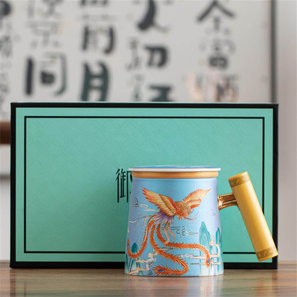 Phoenix Chaoyang Mug with Wooden Handle