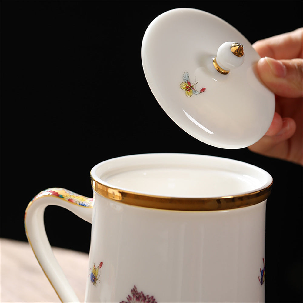 Butterfly Fly Golden Land Flower Office Mug