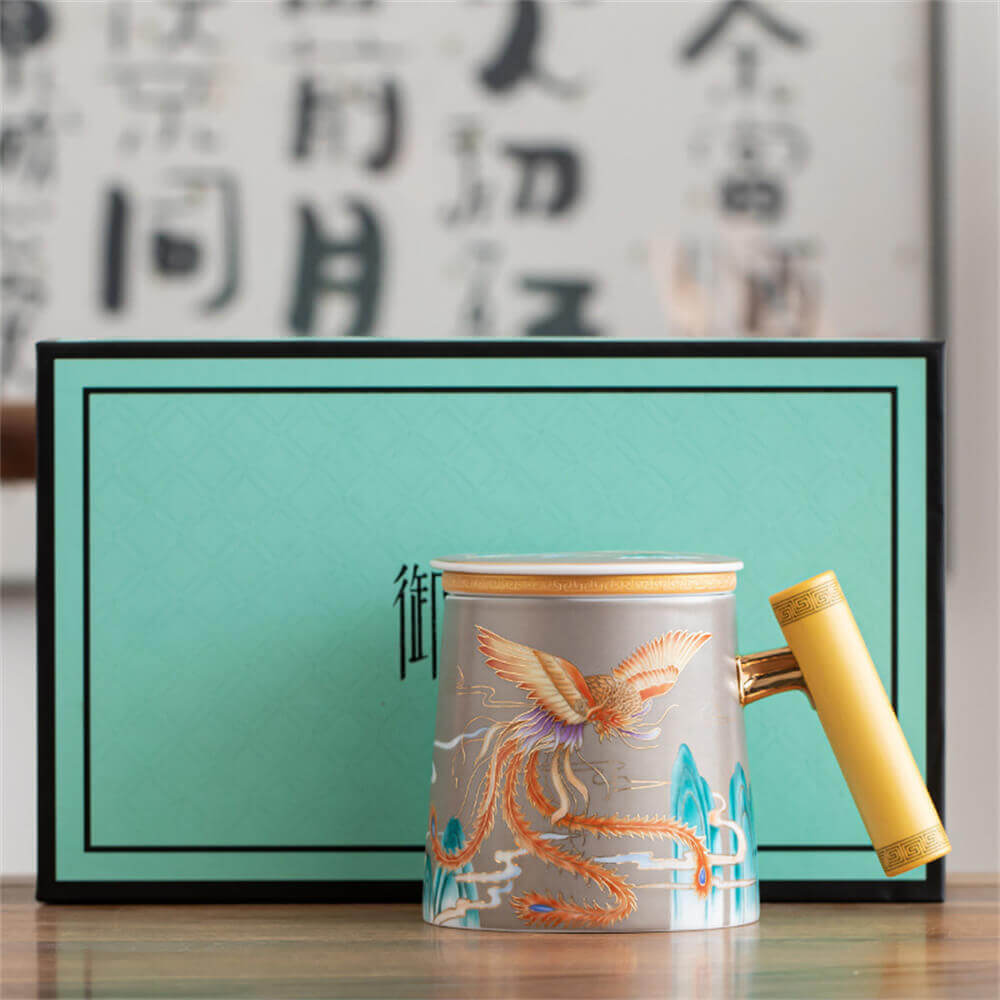Phoenix Chaoyang Mug with Wooden Handle