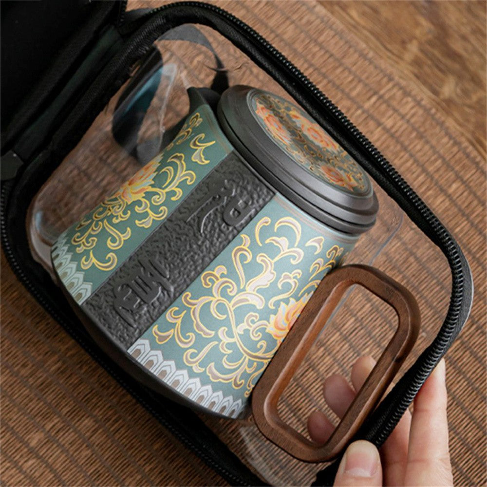 Hand Drawn Lucky Lotus Travel Tea Set