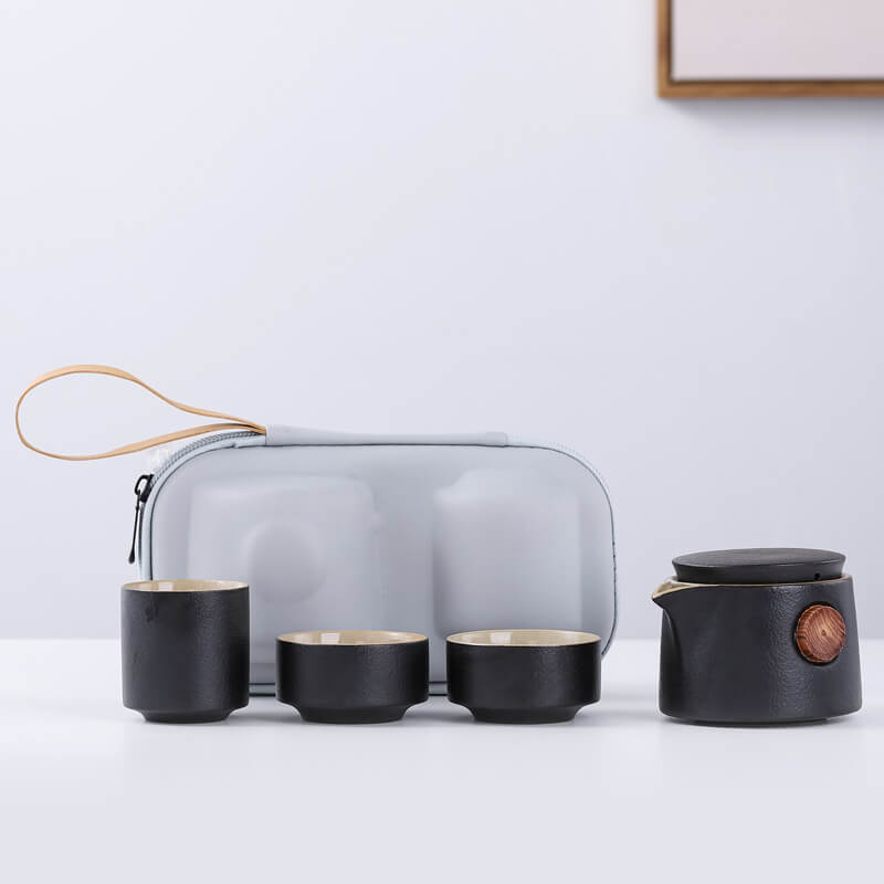 Walnut Hand Grasp Pot One Pot of Three Cups of Travel Tea Set