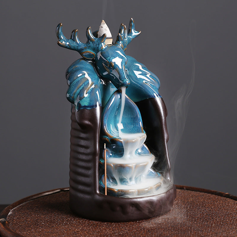 Ceramic Deer Head Backflow Incense Burner