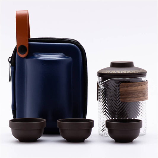 Yixing purple sand with glass tea set