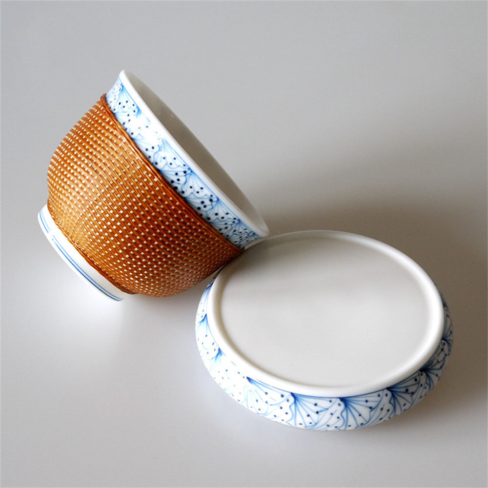 Porcelain Flower Cup With Bamboo Thread Buckle