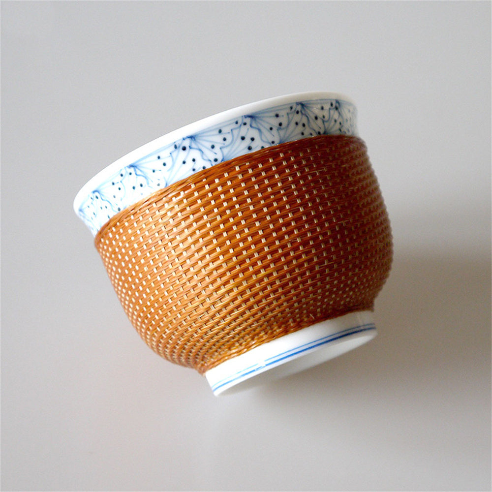 Porcelain Flower Cup With Bamboo Thread Buckle