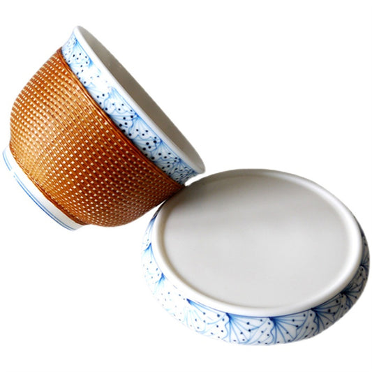 Porcelain Flower Cup With Bamboo Thread Buckle