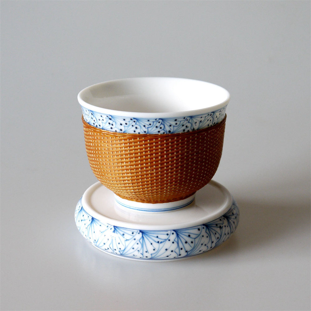 Porcelain Flower Cup With Bamboo Thread Buckle