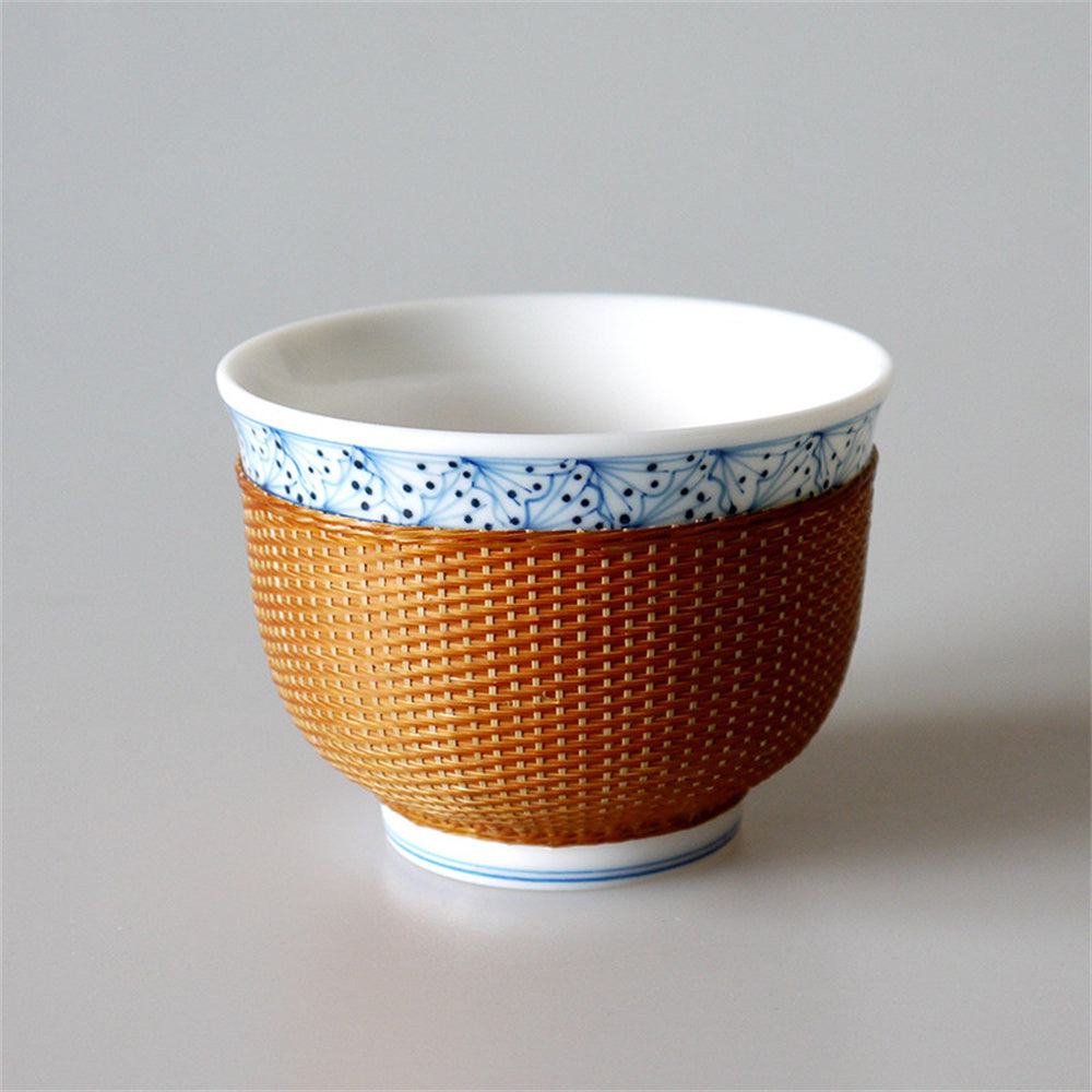 Porcelain Flower Cup With Bamboo Thread Buckle