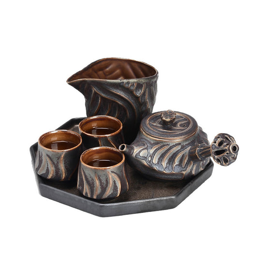 Gilt Rust Glaze Vintage Tea Set