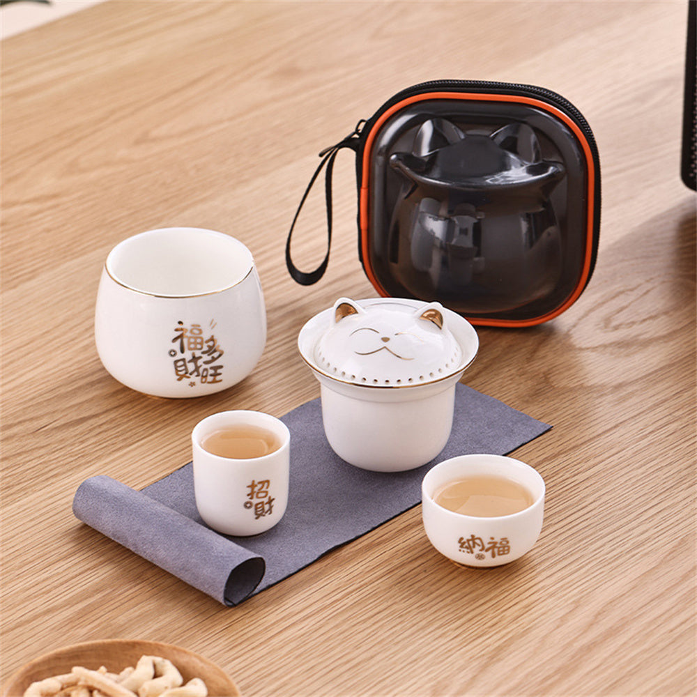 Lucky Money Cat Travel Tea Set