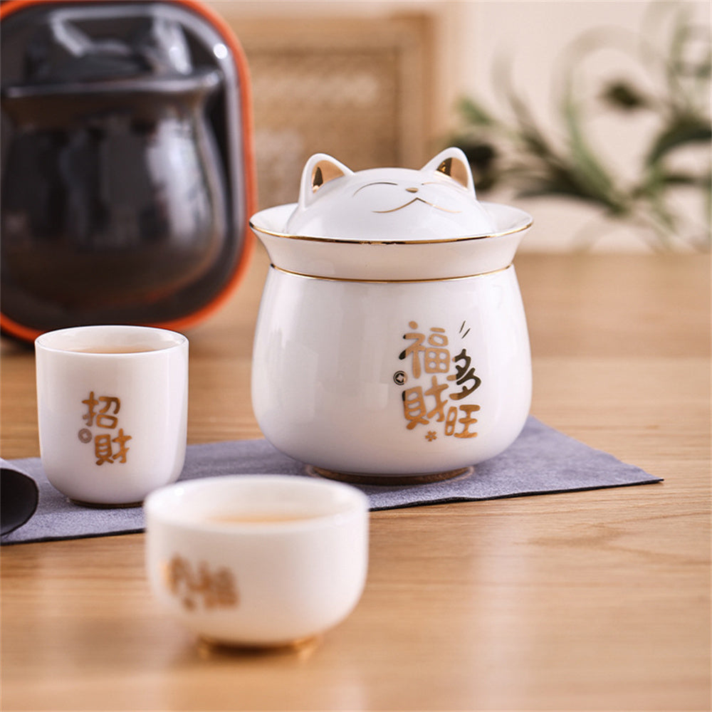 Lucky Money Cat Travel Tea Set