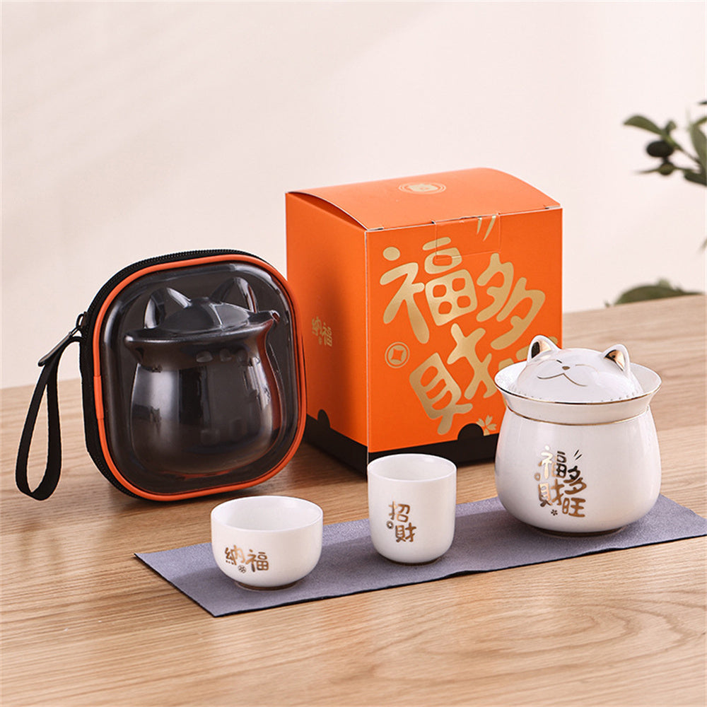 Lucky Money Cat Travel Tea Set