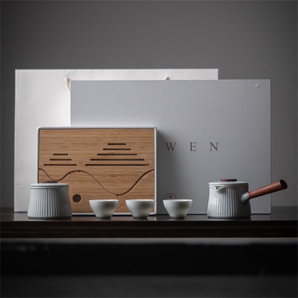 Walnut Side Handle Tea Set