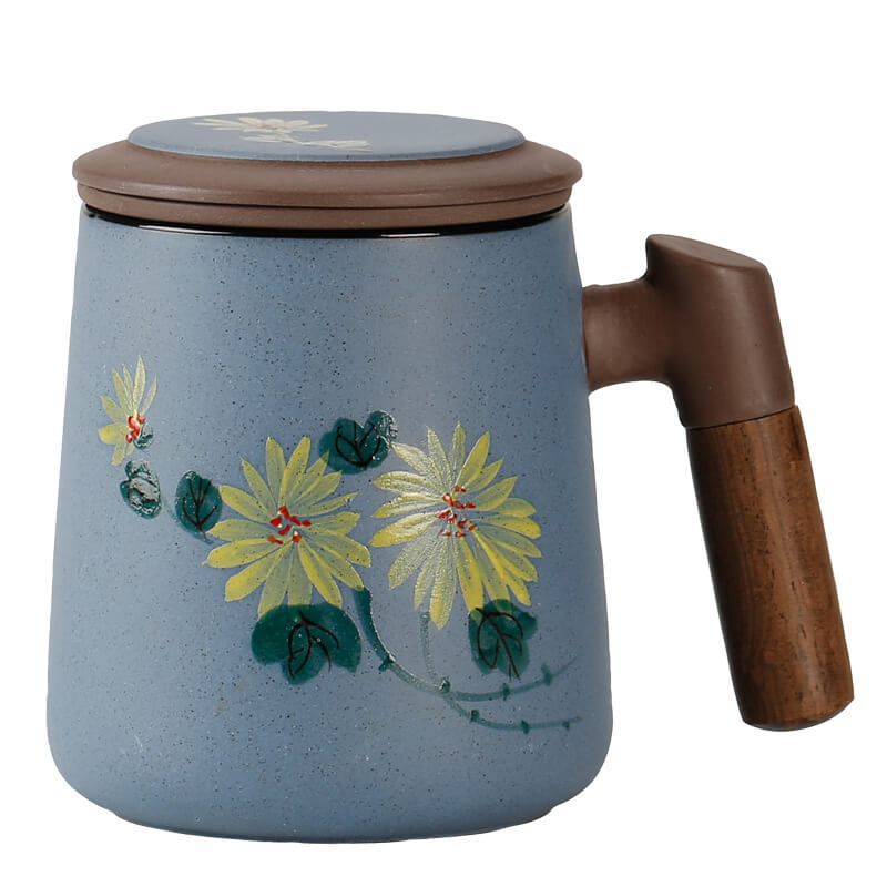 Yixing Purple Sand Hand Painted Design Office Cup Gift Box