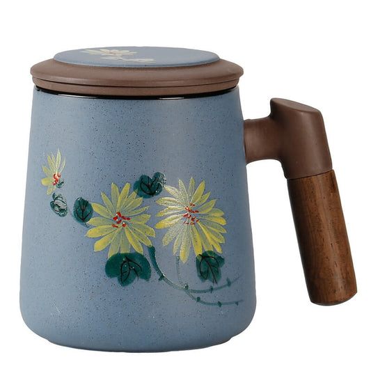 Yixing Purple Sand Hand Painted Design Office Cup Gift Box