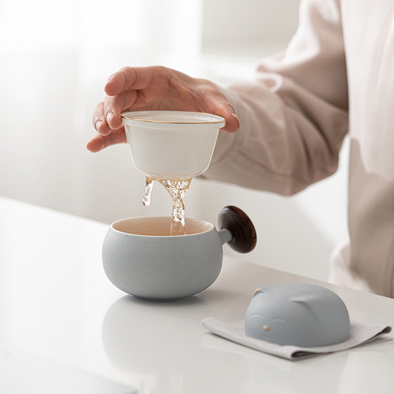 Lucky Cat Mug Travel Tea Set