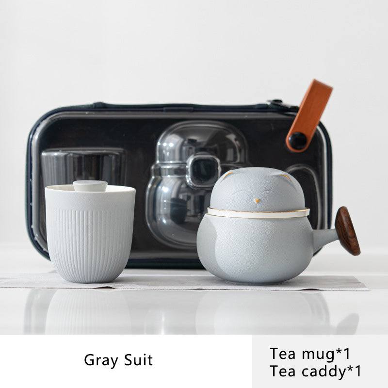 Lucky Cat Mug Travel Tea Set