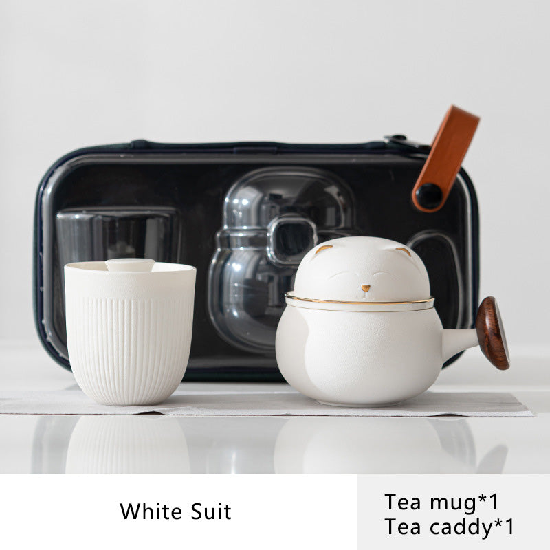Lucky Cat Mug Travel Tea Set