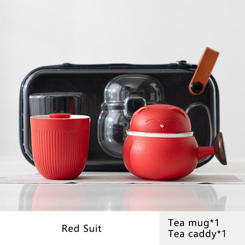 Lucky Cat Mug Travel Tea Set