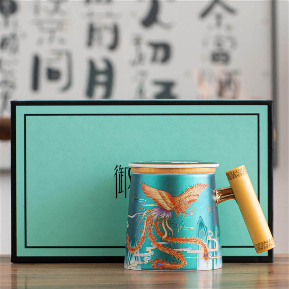 Phoenix Chaoyang Mug with Wooden Handle