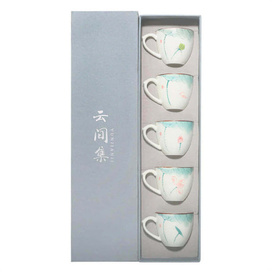 Hand-Painted Celadon Cup With Lotus Handle