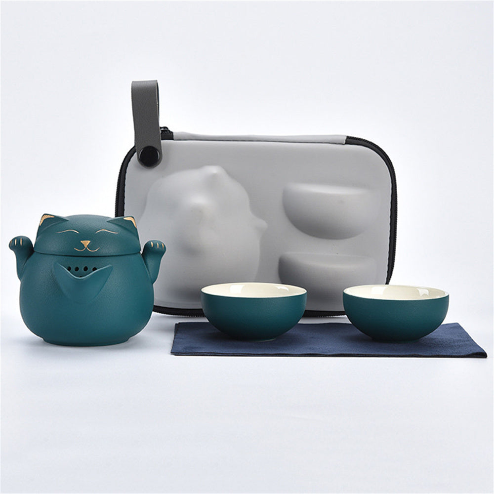 Cheerful Cat Travel Tea Set